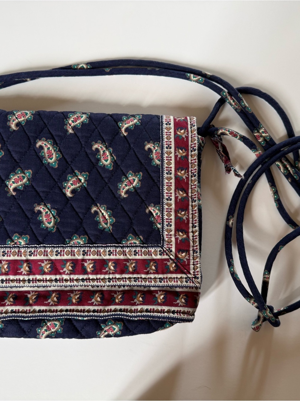 Vera Bradley Navy Quilted Paisley Crossbody with Burgundy Trim